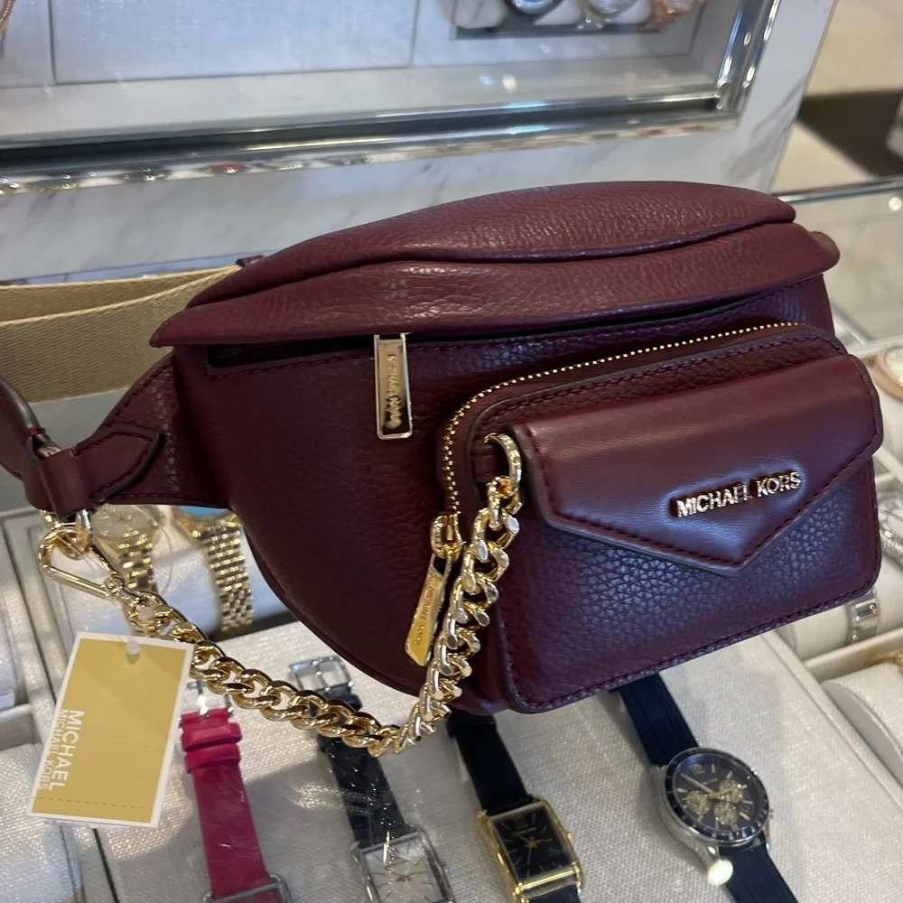 Michael Kors Maisie 2 In 1 Small Leather Waist pack Fanny pack Bag (Oxblood) MK